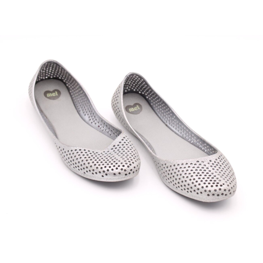 Melissa Silver Perforated Flats